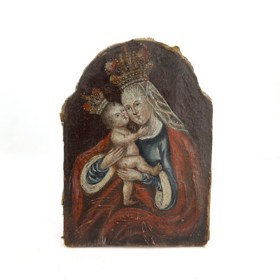 Image for Lot Cuzco School Spanish Colonial Devotional Painting of the Madonna and Child, Peru