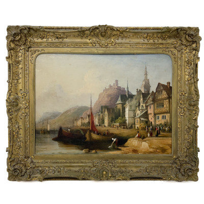 Image for Lot Düsseldorf School - Moselle River Scene, Cochem, Germany