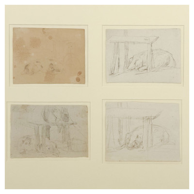 Image for Lot Eugène Boudin - Untitled (4 pig studies)