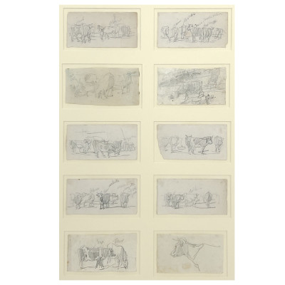 Image for Lot Eugène Boudin - Ten sketches of cows