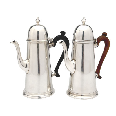 Image for Lot Pair of Sterling Silver Chocolate Pots, Edward & Sons