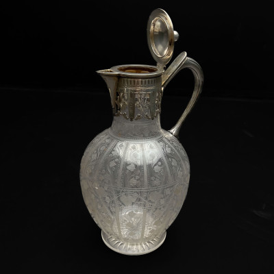 Crystal Claret Jug and Salmer Silver Wine Coaster