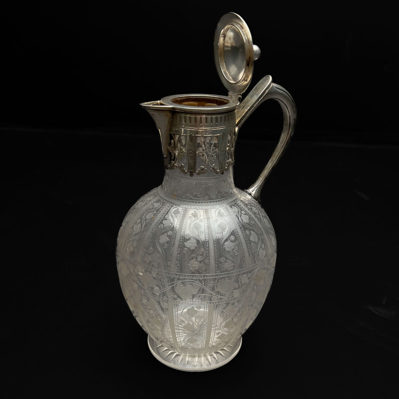 Crystal Claret Jug and Salmer Silver Wine Coaster
