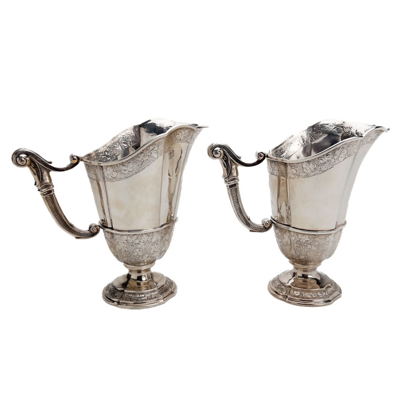 A Pair of 950 Silver Ewers