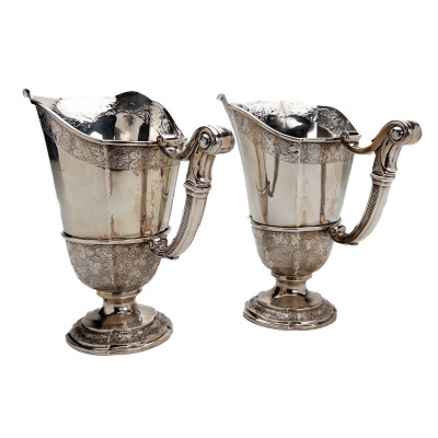 A Pair of 950 Silver Ewers