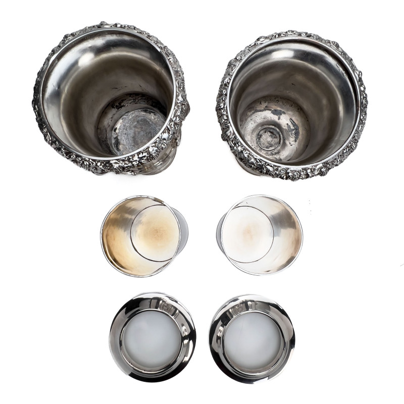 A Pair of Old Sheffield Plate Silver Wine Coolers