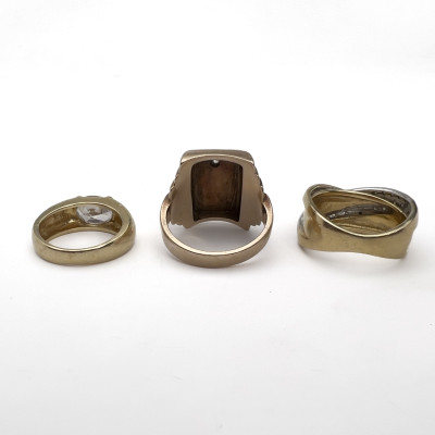 A three-piece 14k gold statement ring lot