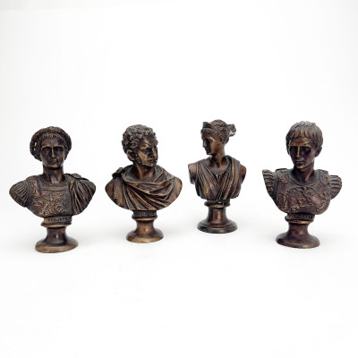 Image for Lot Set of Four Grand Tour Bronze Classical Busts