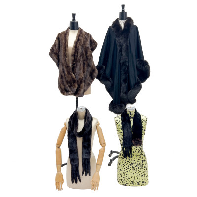 Image for Lot Collection of Four Fur Scarves or Wraps, Including Adrienne Landau