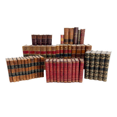 Image for Lot Large Group of Antiquarian Leather-Bound Hardcover Volumes
