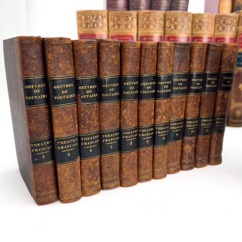Large Group of Antiquarian Leather-Bound Hardcover Volumes