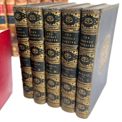 Large Group of Antiquarian Leather-Bound Hardcover Volumes