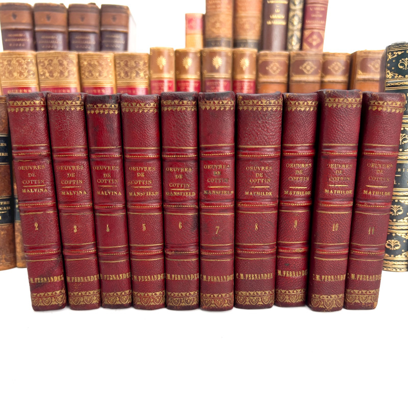 Large Group of Antiquarian Leather-Bound Hardcover Volumes