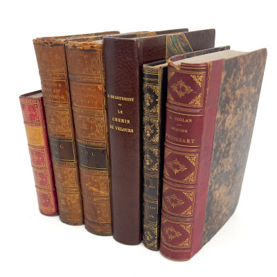 Large Group of Antiquarian Leather-Bound Hardcover Volumes