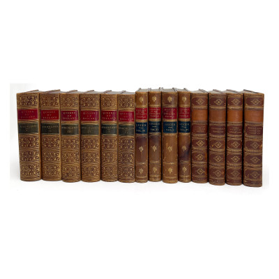 Large Group of Antiquarian Leather-Bound Hardcover Volumes