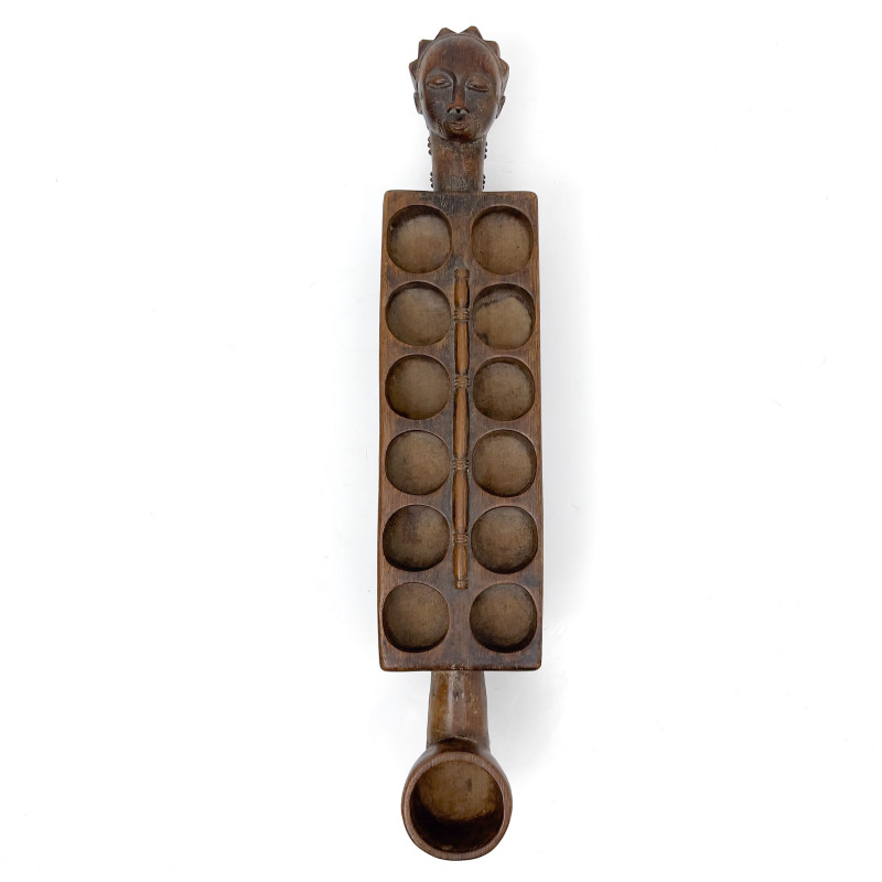 Hand-Carved African Mankala Game Board