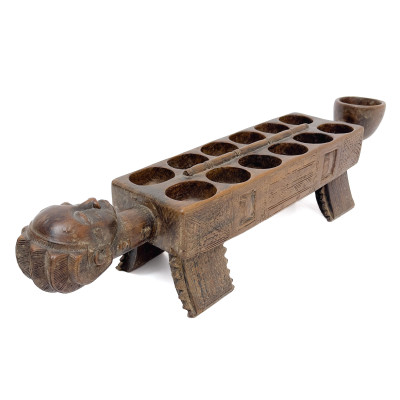 Hand-Carved African Mankala Game Board