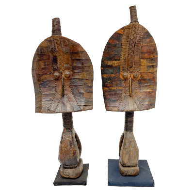 Pair of African Kota Reliquary Guardian Figures (Mbulu Ngulu)