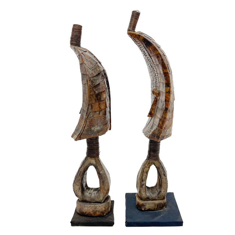 Pair of African Kota Reliquary Guardian Figures (Mbulu Ngulu)