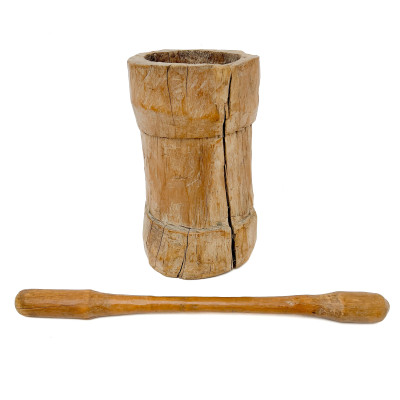 Image for Lot African Carved Wood Mortar and Pestle