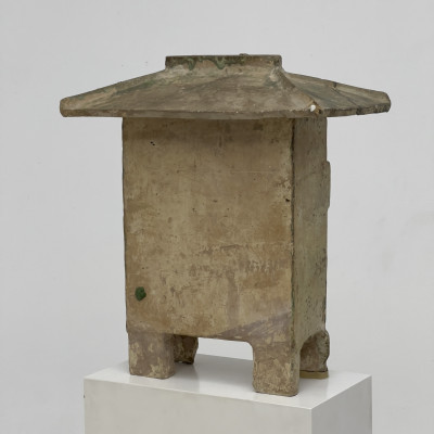 Chinese Han Dynasty funerary Green Glazed House Model, with pedestal