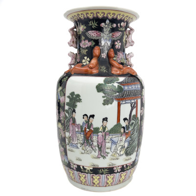 Image for Lot Chinese Famille Rose Rose Medallion Porcelain Baluster Vase