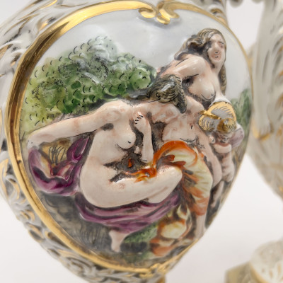 Pair of Capodimonte Style Porcelain Single-Light Table Lamps