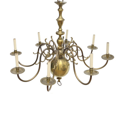 Image for Lot An Eight-Light Flemish Style Brass Chandelier