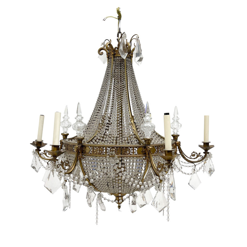 A French Empire Style Bronze and Crystal Chandelier