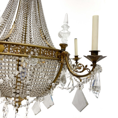 A French Empire Style Bronze and Crystal Chandelier