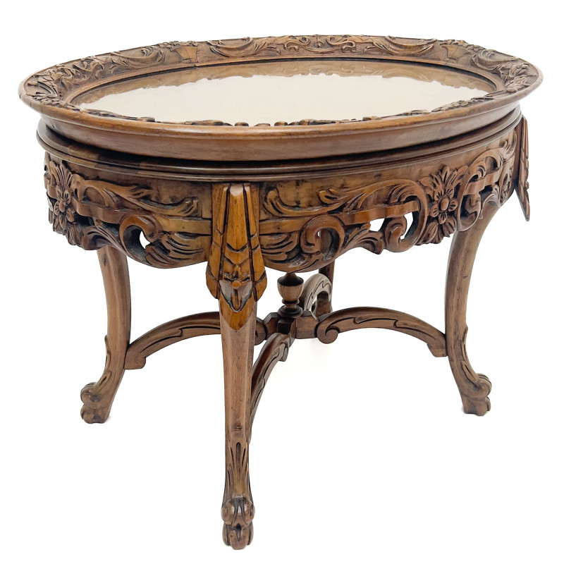 Louis XV Style Mahogany Tray Top Coffee Table