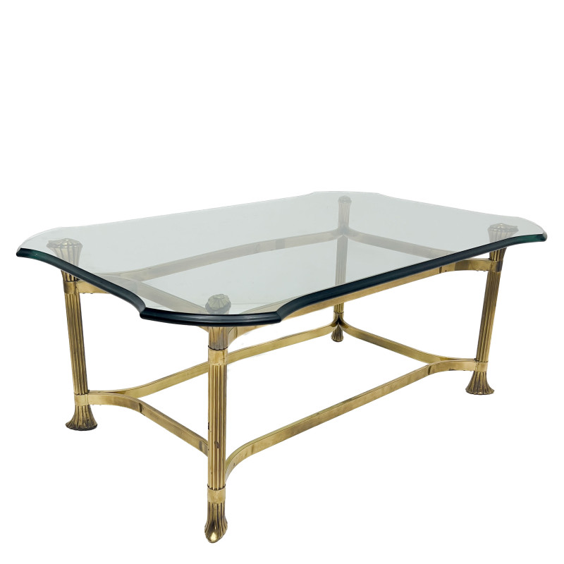 Hollywood Regency Brass-Plated Coffee Table
