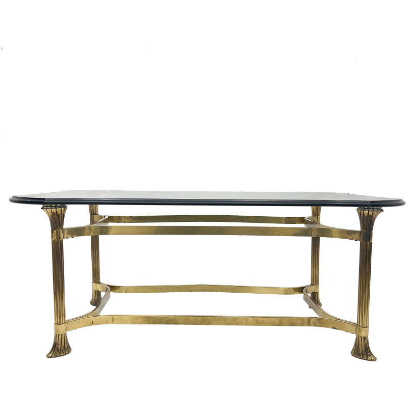Hollywood Regency Brass-Plated Coffee Table