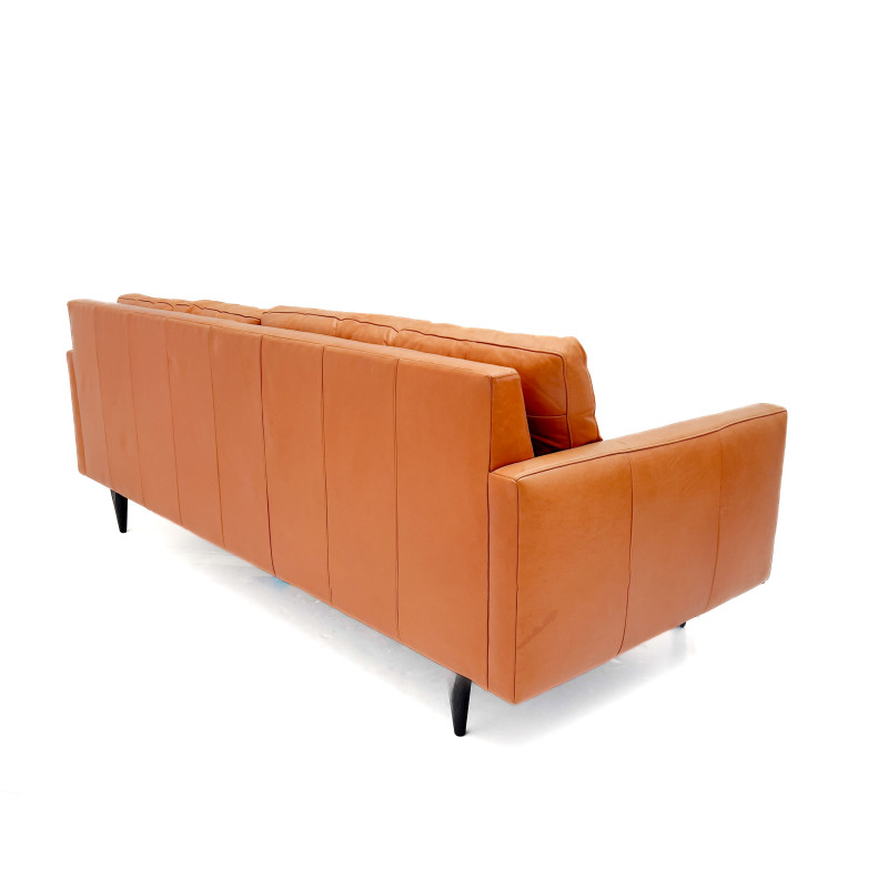 Three-Piece Crate and Barrel 'Petrie' Orange Leather Seating Suite