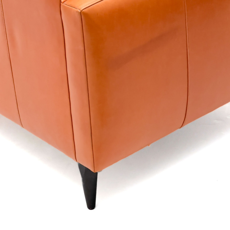 Three-Piece Crate and Barrel 'Petrie' Orange Leather Seating Suite