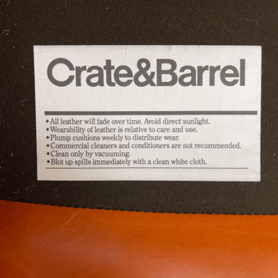 Three-Piece Crate and Barrel 'Petrie' Orange Leather Seating Suite