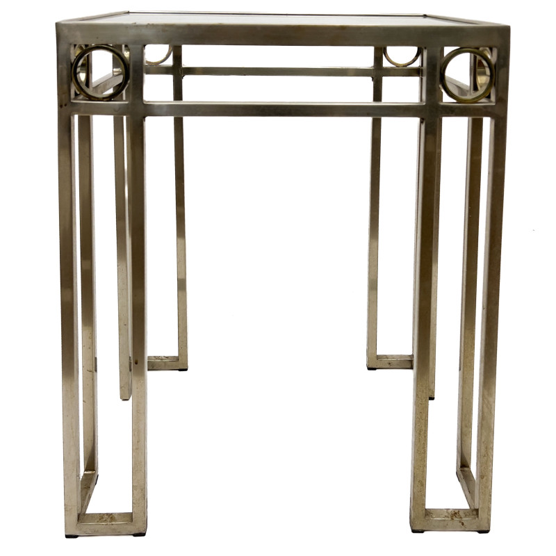 Contemporary Chrome and Glass Side Table