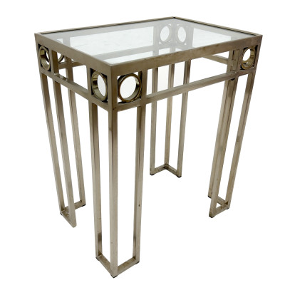 Image for Lot Contemporary Chrome and Glass Side Table