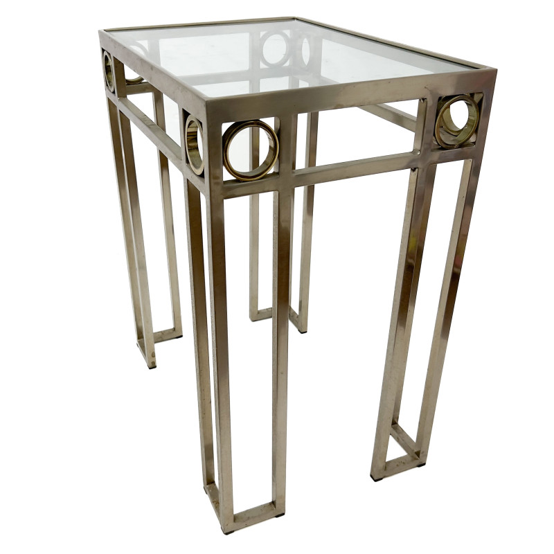 Contemporary Chrome and Glass Side Table