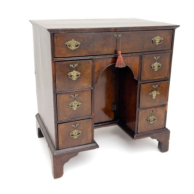 Image for Lot Georgian Style Burl Walnut Petite Kneehole Desk