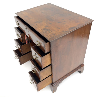 Georgian Style Burl Walnut Petite Kneehole Desk