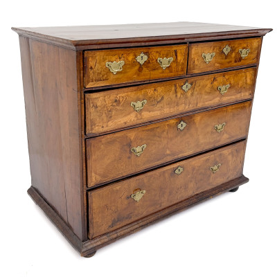 Image for Lot William and Mary Style Burl Walnut Small Chest of Drawers