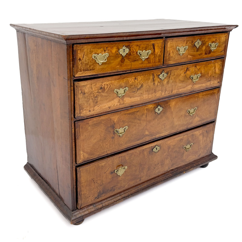 William and Mary Style Burl Walnut Small Chest of Drawers