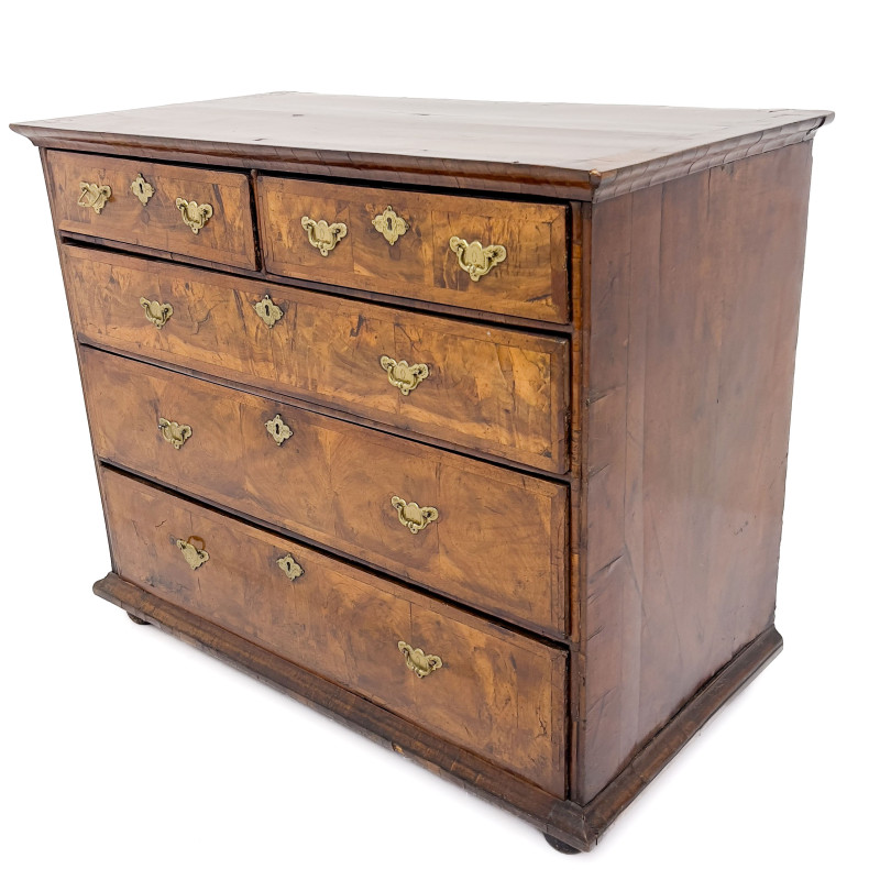 William and Mary Style Burl Walnut Small Chest of Drawers