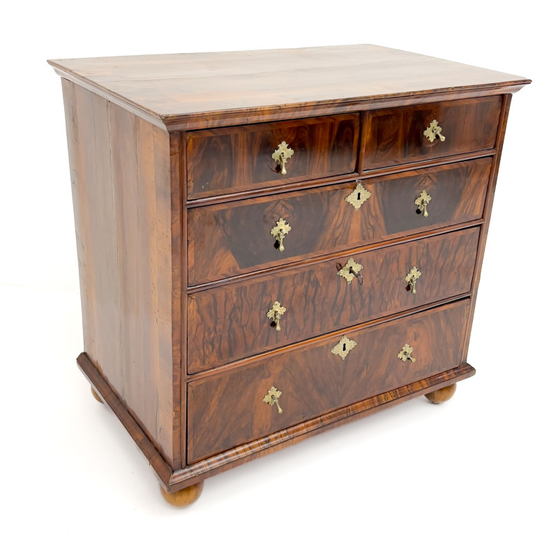 William and Mary Style Burl Walnut Chest of Drawers