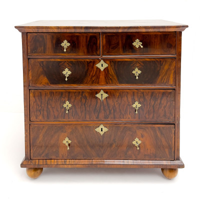 William and Mary Style Burl Walnut Chest of Drawers