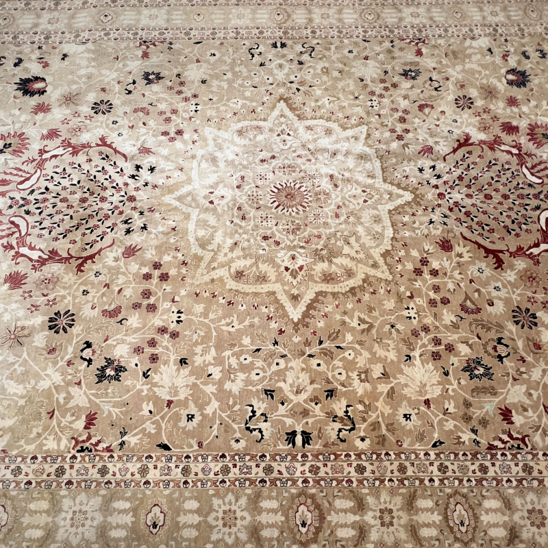 A Persian Tabriz Hand-Knotted Medallion Carpet