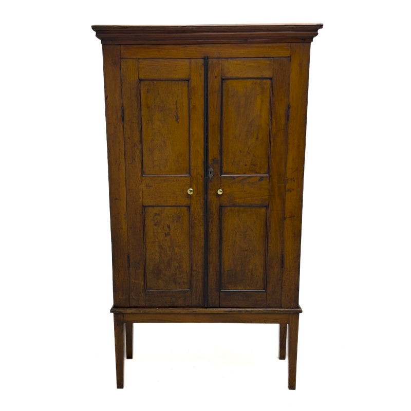 An Antique Country Pine Wardrobe Cupboard on Stand
