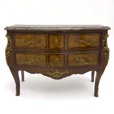 Image for Lot French Provincial Louis XV Style Kingwood and Marquetry Bombé Commode