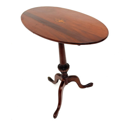 Image for Lot George III Style Inlaid Mahogany Tilt-Top Candlestand